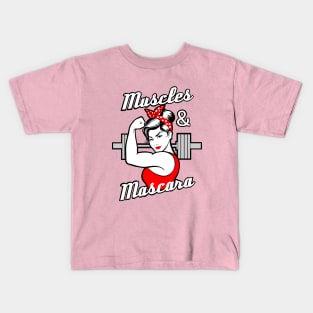 Muscles and Mascara, fitness girl, gym girl Kids T-Shirt